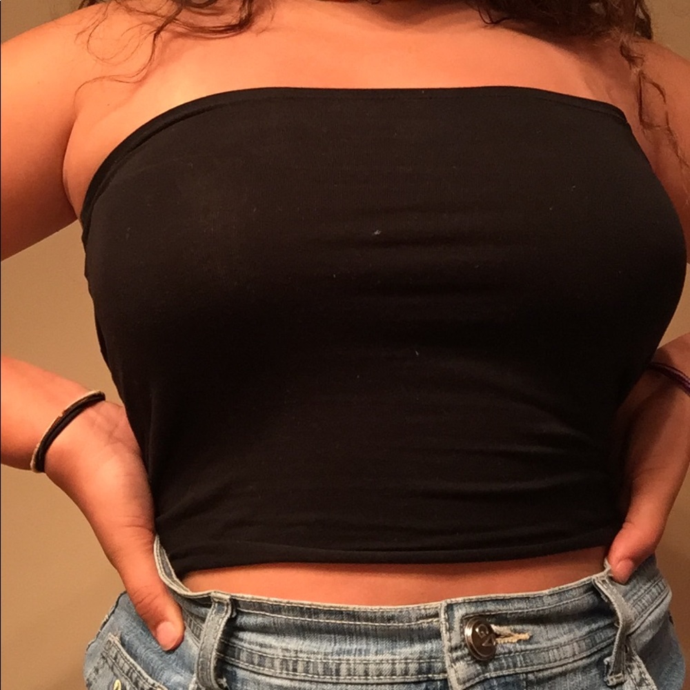 black tube top cropped